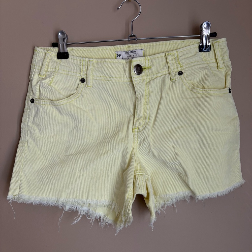 Free People Yellow Corduroy Shorts